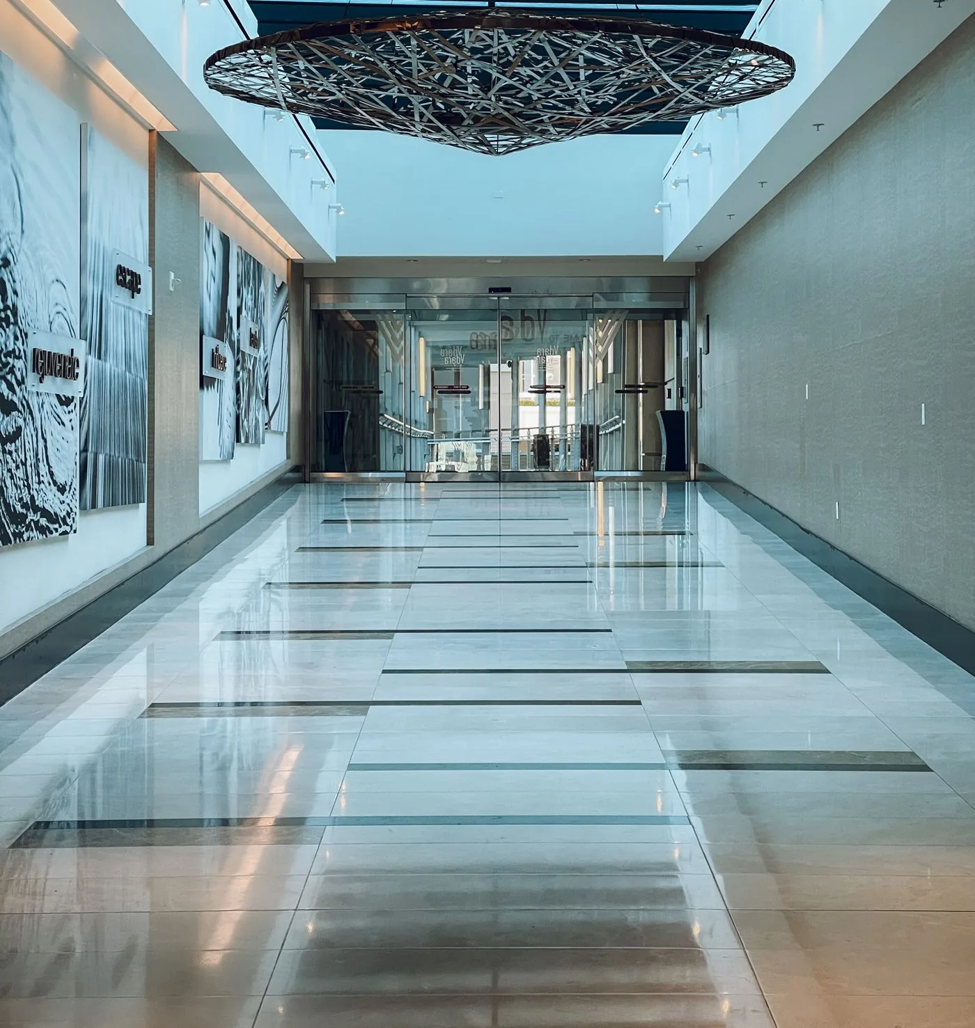 A gleaming, spotless polished corridor reflecting the light.